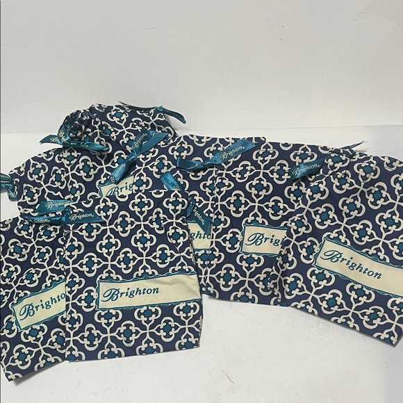 Brighton Navy and Cream Patterned Bags Set of 7 satchel bags gift bags - Picture 2 of 8